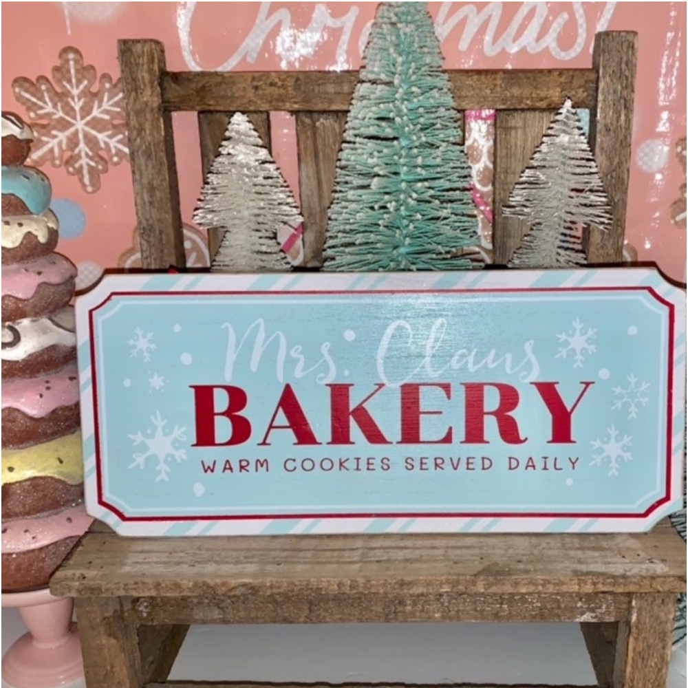 Mrs Clause Pastel Bakery Warm Cookies Sign